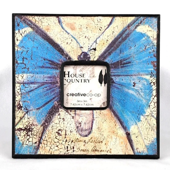 House in the Country Other - Blue Butterfly Picture Frame - Vintage House in the Country Brand - Mini Photo